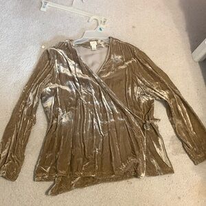 Vintage J.jill gold velvet wrap skirt with beading